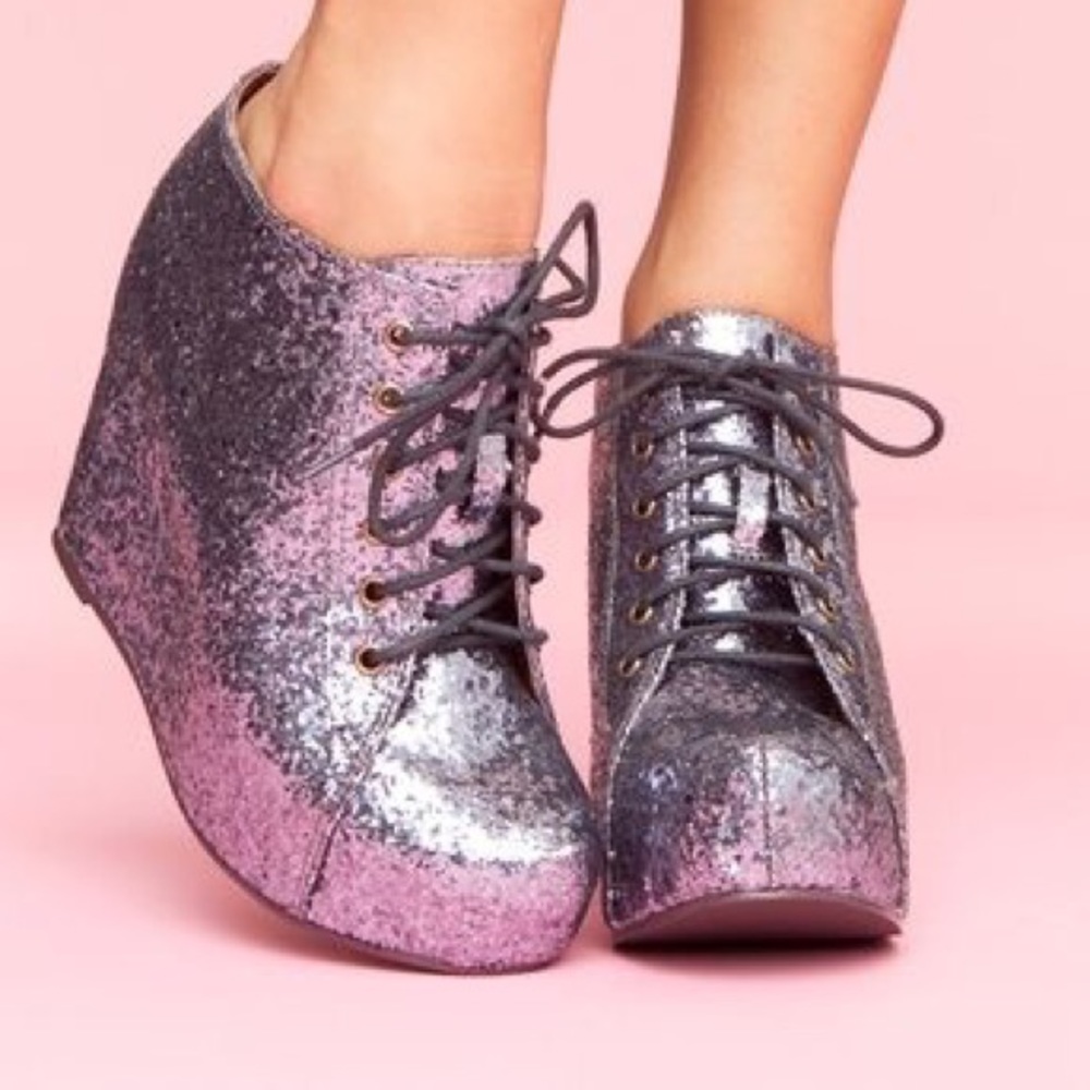Jeffrey Campbell Glitter Wedge Ankle Bootie - Picture 1 of 7